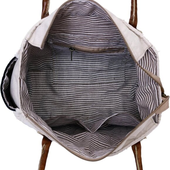 CLA Bags Sel De Mer Upcycled Canvas & Cowhide Tote - Picture 7 of 7